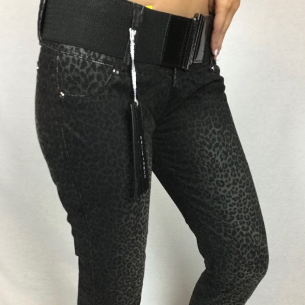 Rare Turkish Women’s Stretch Jeans Cash Brand black charcoal leopard low cut